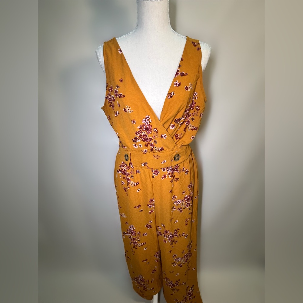 NWT!! Sleeveless Rust Flowered Jumpsuit